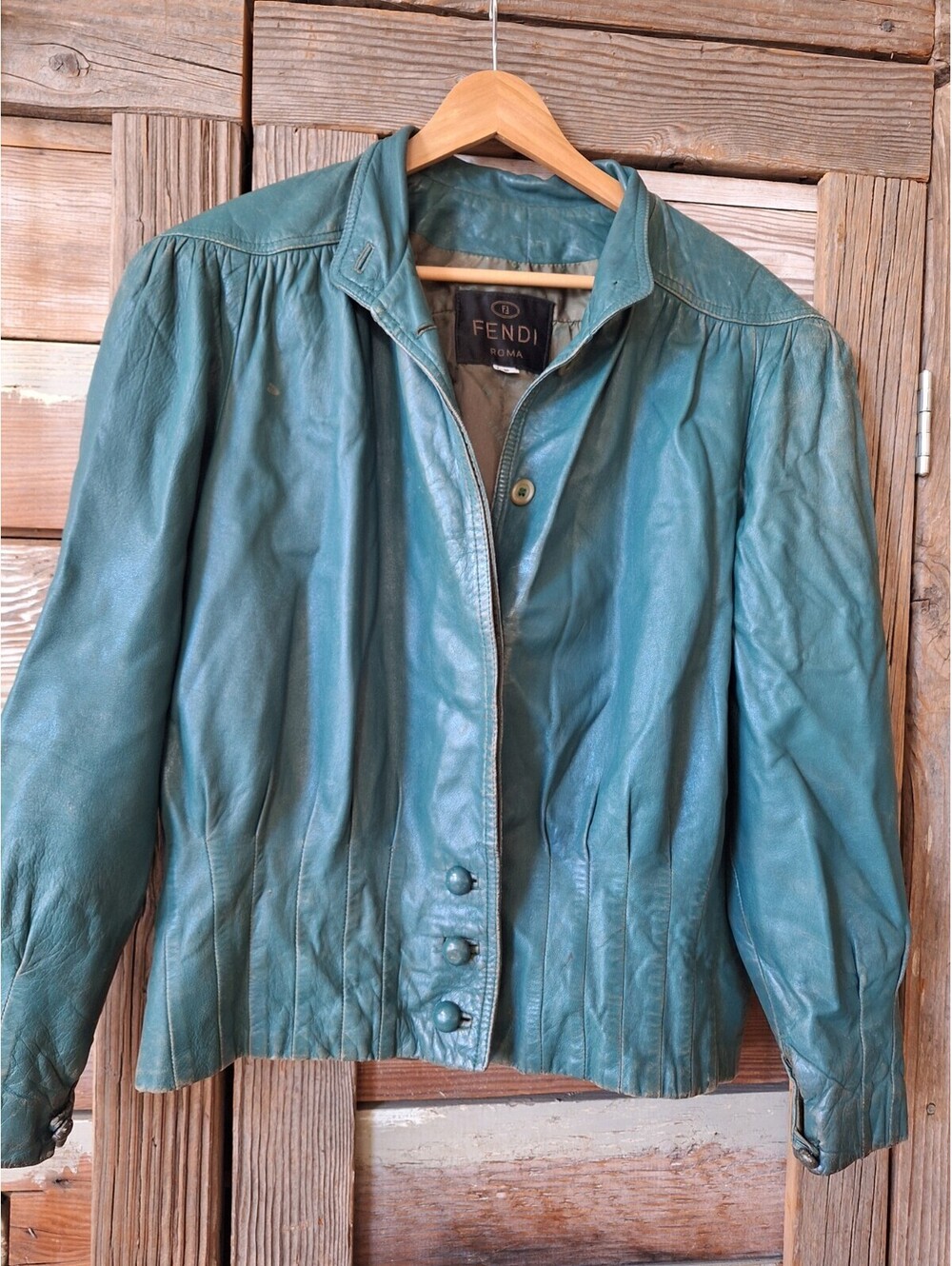 1980's VTG Leather FENDI JACKET, ROMA, SZ 8, AS- IS, Grunge 80's... Fix Or not!